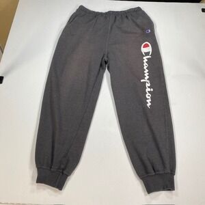 Champion Mens 1XL Sweatpants Charcoal Grey Script‎ Logo Joggers Athleticwear